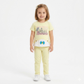 Toddler Girls Cute Yellow 2-Piece Graphic T-Shirt & Trouser Set