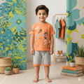 Kids Summer Cotton T-Shirt & Shorts Set – Vibrant Peach