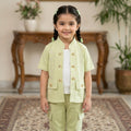 Cute 2-Piece Cargo Jacket & Pants Set in Pastel Pistachio Green