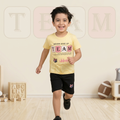 Boys Summer Casual "TEAM" T-Shirt & Shorts Set - Yellow & Black
