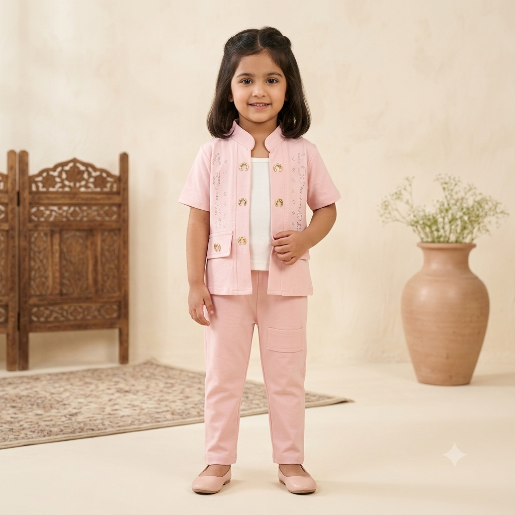 Smart Casual Pink Co-Ord Set for Girls
