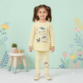 Young & Fun" Girls' Pastel Yellow Striped Graphic Pajama Set