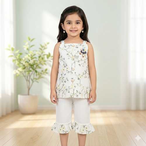 Cute Floral Print Summer Co-Ord Set for Toddler Girls